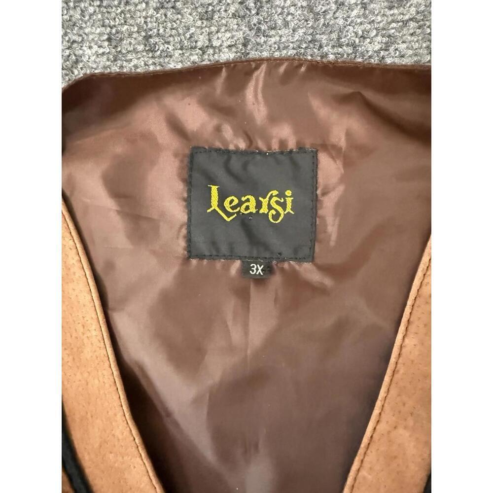 Vest Mens 100% Leather Large Brown Button Western Cowboy Suit Jacket - Picture 3 of 7
